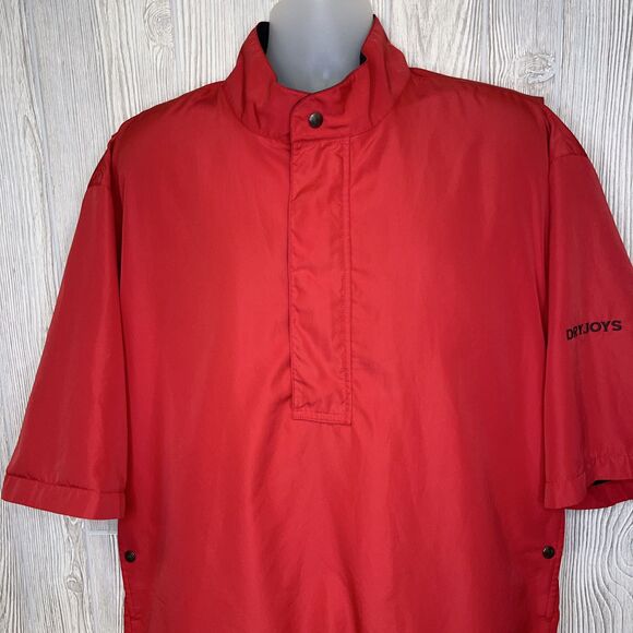 Dryjoys By Footjoy 1/2 Zip Rain Jacket Shirt Short Sleeves Men's Size Large Red - Picture 2 of 12